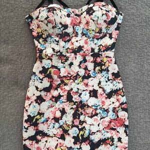 Material Girl Black and Pink Floral Mini Dress